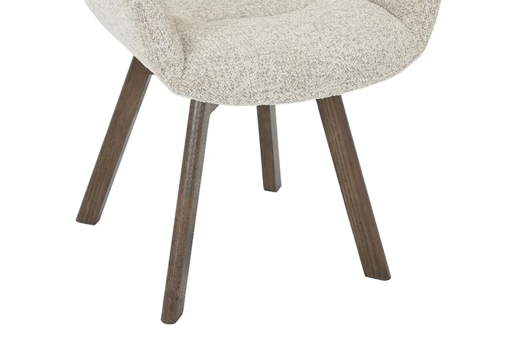 Riess-Ambiente Skandinavisch|Retro Möbel > Drehbarer Design Stuhl BALTIC taupe Bouclé Tweed Soft Eiche Massivholz Walnuss