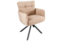 Riess-Ambiente Retro Möbel|Industrial Loft > Drehbarer Design Stuhl BIG GEORGE champagner beige Samt Taschenfederkern Strukturstoff