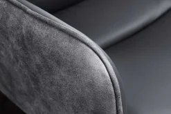 Riess-Ambiente Retro Möbel|Stühle > Drehbarer Design Stuhl BIG GEORGE schwarz anthrazit Echtleder Microfaser mit Armlehnen