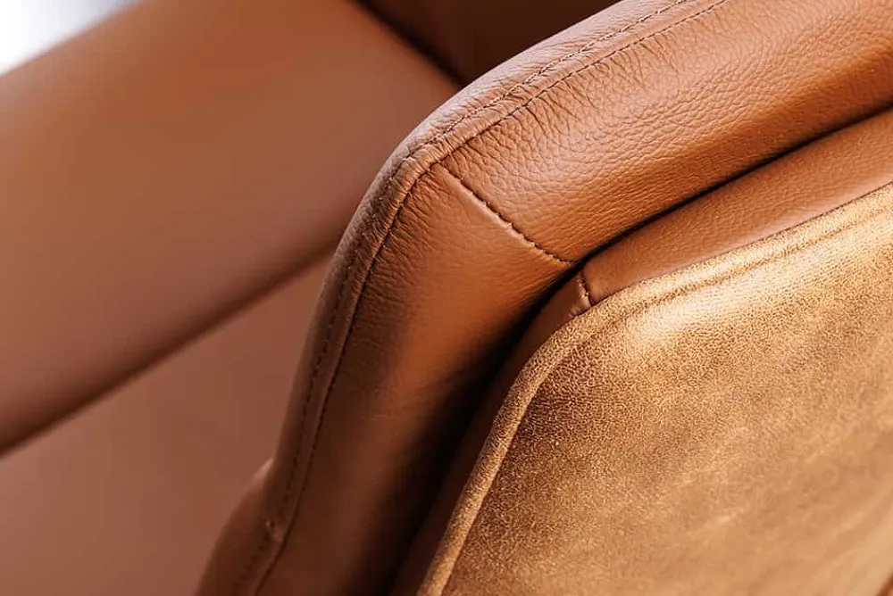 Riess-Ambiente Retro Möbel|Stühle > Drehbarer Design Stuhl BIG GEORGE cognac Echtleder Microfaser mit Armlehne Retro