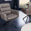 Riess-Ambiente Retro Möbel|Stühle > Drehbarer Design Stuhl BIG GEORGE taupe Echtleder Microfaser mit Armlehne Retro