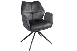 Riess-Ambiente Stühle|Samt Möbel > Drehbarer Design Stuhl CONCORD dunkelgrau Samt Taschenfederkern Metallgestell schwarz