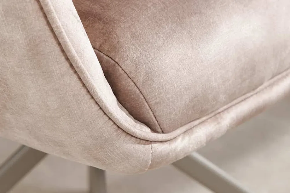 Riess-Ambiente Stühle|Samt Möbel > Drehbarer Design Stuhl CONCORD champagner greige Samt Taschenfederkern Metallgestell greige