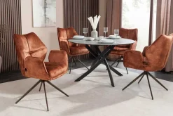 Riess-Ambiente Stühle|Samt Möbel > Drehbarer Design Stuhl CONCORD rost braun Samt Taschenfederkern Metallgestell braun