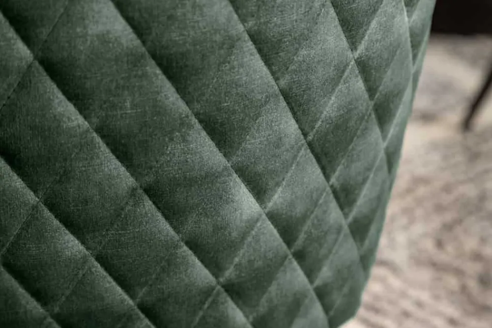 Riess-Ambiente Retro Möbel|Stühle > Drehbarer Design Stuhl EUPHORIA dunkelgrün Samt mit Armlehne Metallgestell schwarz