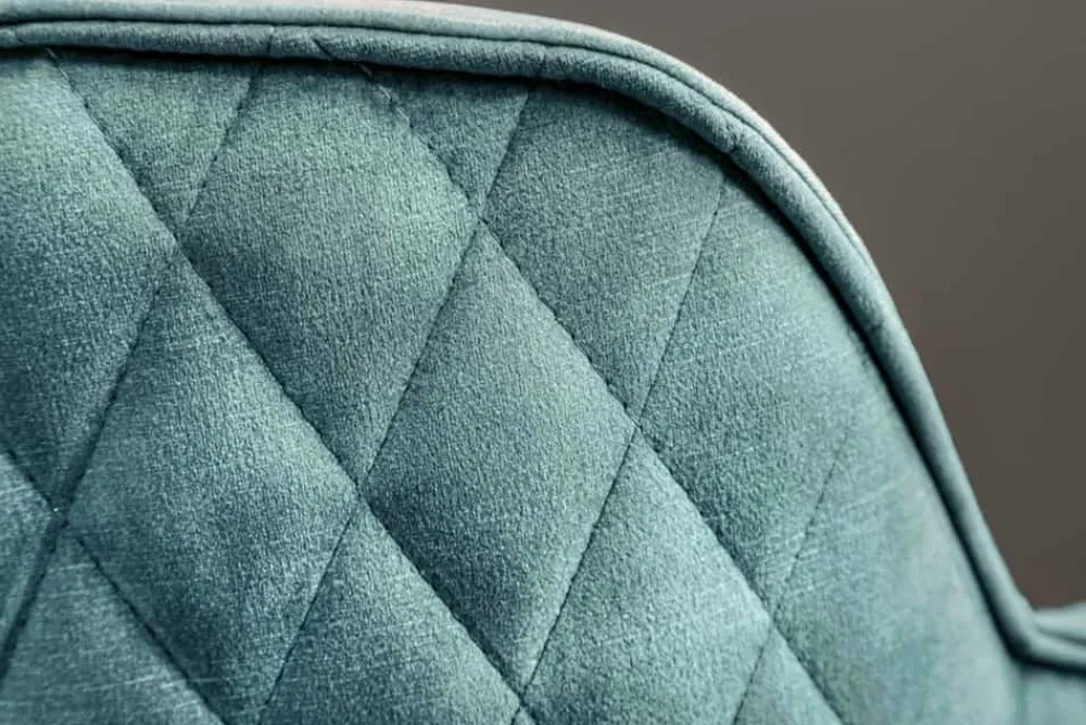 Riess-Ambiente Retro Möbel|Stühle > Drehbarer Design Stuhl EUPHORIA petrol Samt mit Armlehne Metallgestell schwarz