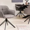 Riess-Ambiente Retro Möbel|Stühle > Drehbarer Design Stuhl EUPHORIA taupe Echtleder schwarz Metallgestell mit Armlehne