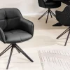 Riess-Ambiente Retro Möbel|Stühle > Drehbarer Design Stuhl EUPHORIA schwarz Echtleder Metallgestell mit Armlehne