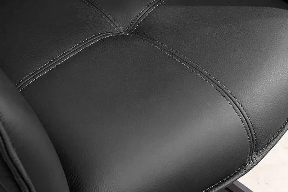 Riess-Ambiente Retro Möbel|Stühle > Drehbarer Design Stuhl EUPHORIA schwarz Echtleder Metallgestell mit Armlehne
