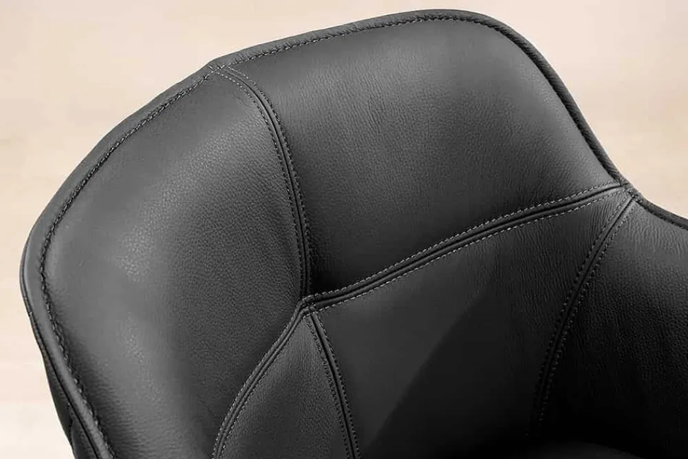Riess-Ambiente Retro Möbel|Stühle > Drehbarer Design Stuhl EUPHORIA schwarz Echtleder Metallgestell mit Armlehne