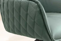 Riess-Ambiente Retro Möbel|Stühle > Drehbarer Design Stuhl EUPHORIA grün Echtleder schwarz Metallgestell mit Armlehne