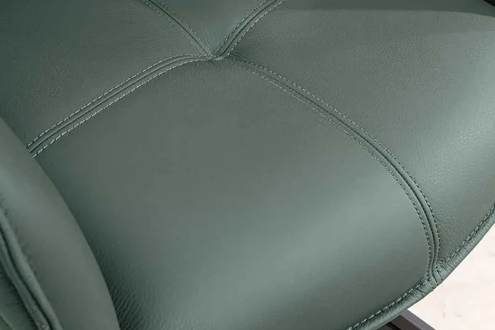 Riess-Ambiente Retro Möbel|Stühle > Drehbarer Design Stuhl EUPHORIA grün Echtleder schwarz Metallgestell mit Armlehne