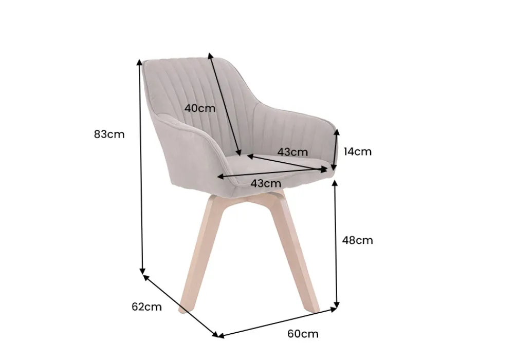 Riess-Ambiente Skandinavisch|Retro Möbel > Drehbarer Design Stuhl LIVORNO vintage taupe Buchenholz Beine mit Armlehnen