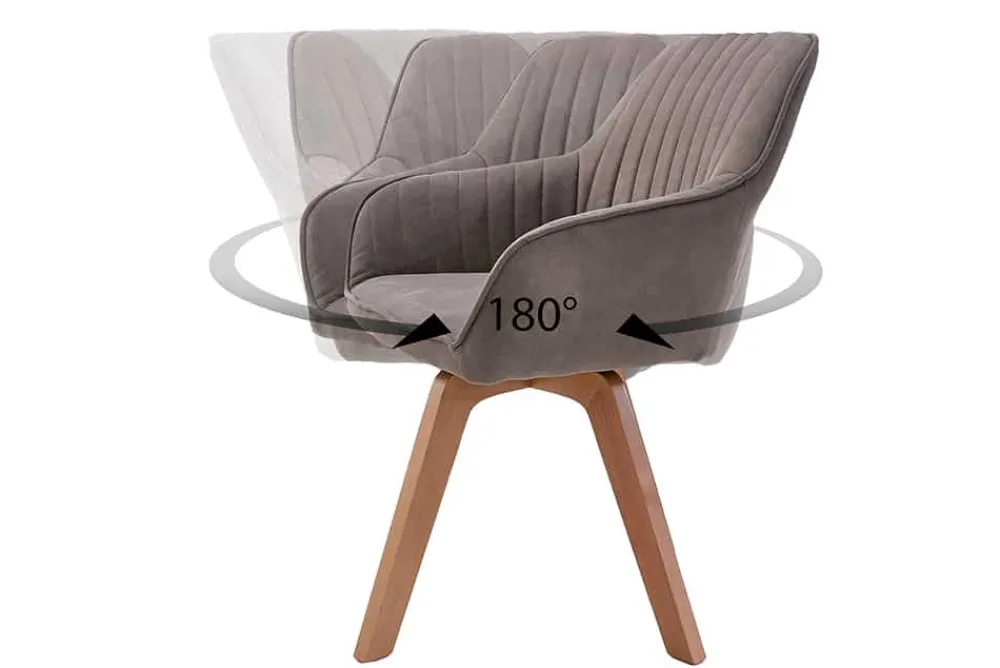Riess-Ambiente Skandinavisch|Retro Möbel > Drehbarer Design Stuhl LIVORNO vintage taupe Buchenholz Beine mit Armlehnen