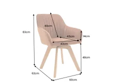 Riess-Ambiente Skandinavisch|Retro Möbel > Drehbarer Design Stuhl LIVORNO vintage braun Buchenholz Beine mit Armlehnen