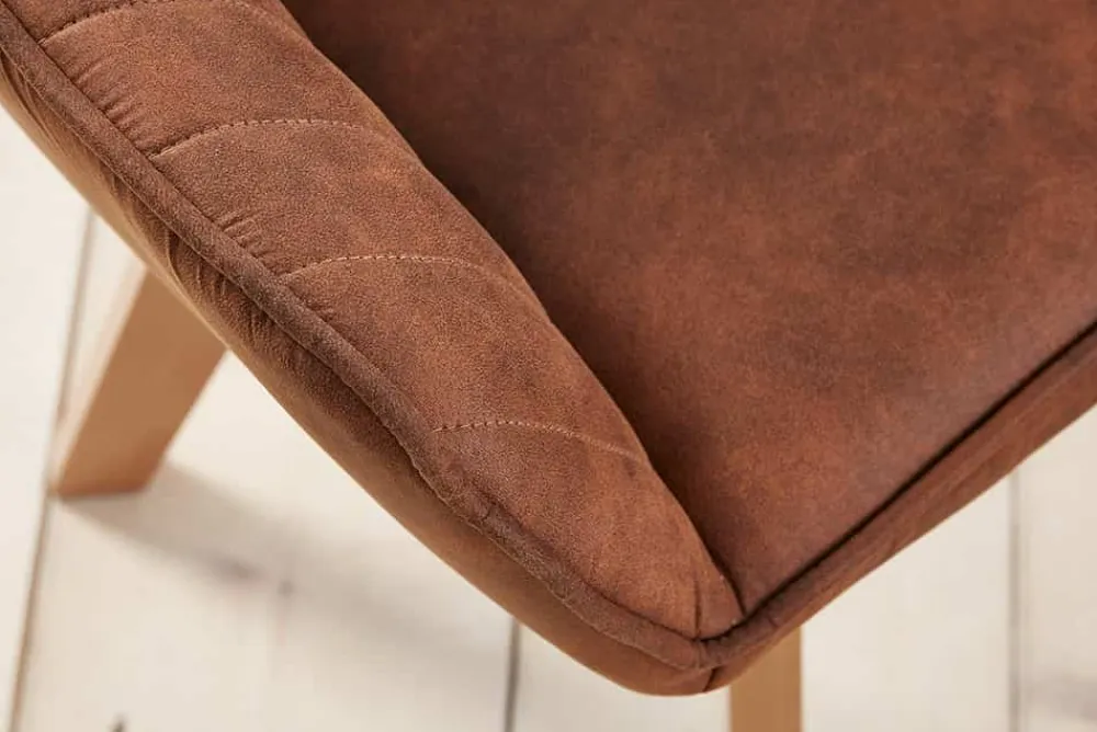 Riess-Ambiente Skandinavisch|Retro Möbel > Drehbarer Design Stuhl LIVORNO vintage braun Buchenholz Beine mit Armlehnen