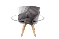 Riess-Ambiente Skandinavisch|Retro Möbel > Drehbarer Design Stuhl LIVORNO grau Samt Buchenholz Beine mit Armlehnen