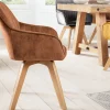 Riess-Ambiente Skandinavisch|Retro Möbel > Drehbarer Design Stuhl LIVORNO rost braun Samt Buchenholz Beine mit Armlehnen