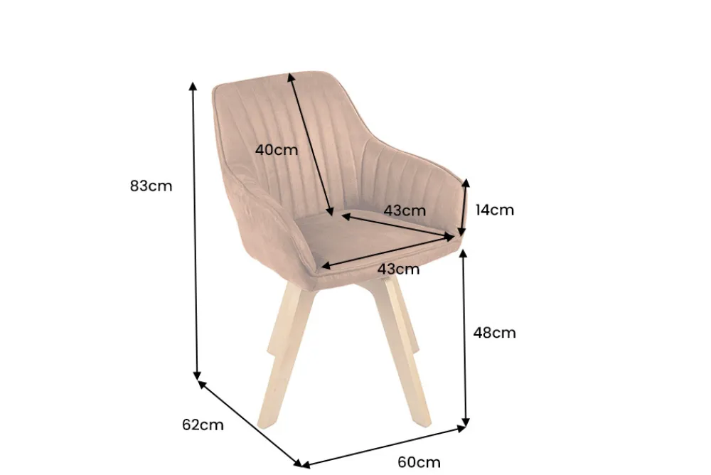 Riess-Ambiente Skandinavisch|Retro Möbel > Drehbarer Design Stuhl LIVORNO rost braun Samt Buchenholz Beine mit Armlehnen