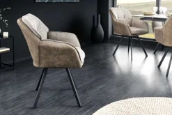 Riess-Ambiente Retro Möbel|Industrial Loft > Drehbarer Design Stuhl MR. LOUNGER vintage taupe Microfaser mit Armlehne