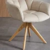 Riess-Ambiente Skandinavisch|Stühle > Drehbarer Design Stuhl PAPILLON beige Samt Eiche Massivholz mit Armlehnen