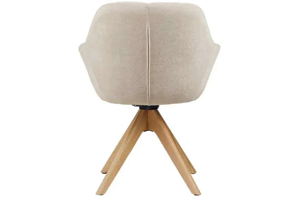 Riess-Ambiente Skandinavisch|Stühle > Drehbarer Design Stuhl PAPILLON beige Samt Eiche Massivholz mit Armlehnen