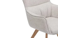 Riess-Ambiente Skandinavisch|Stühle > Drehbarer Design Stuhl VOGUE beige natur Strukturstoff Eichenholz 360° mit Armlehne