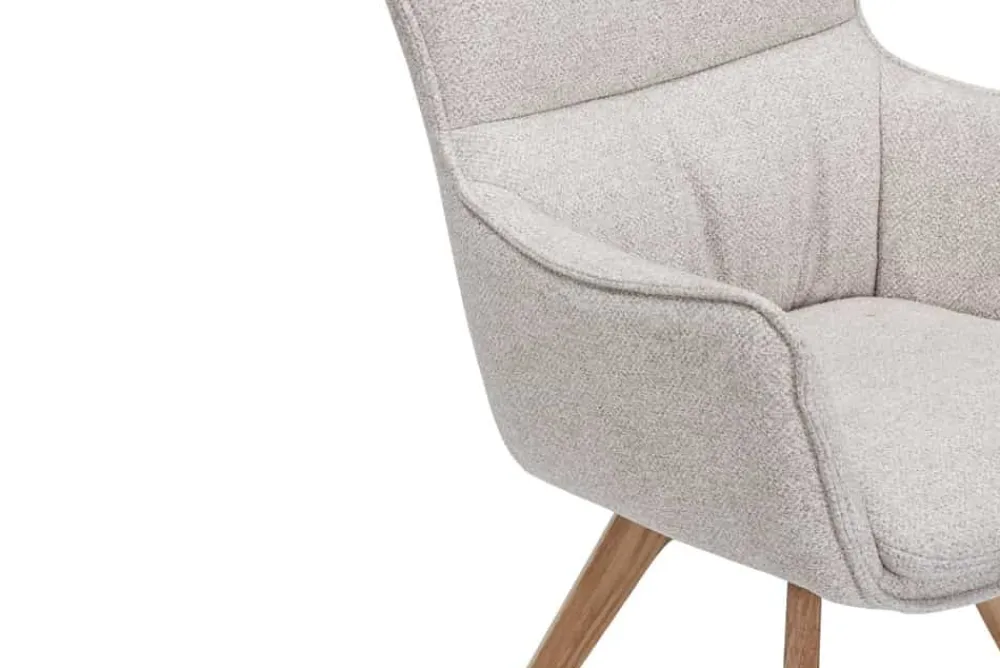 Riess-Ambiente Skandinavisch|Stühle > Drehbarer Design Stuhl VOGUE beige natur Strukturstoff Eichenholz 360° mit Armlehne