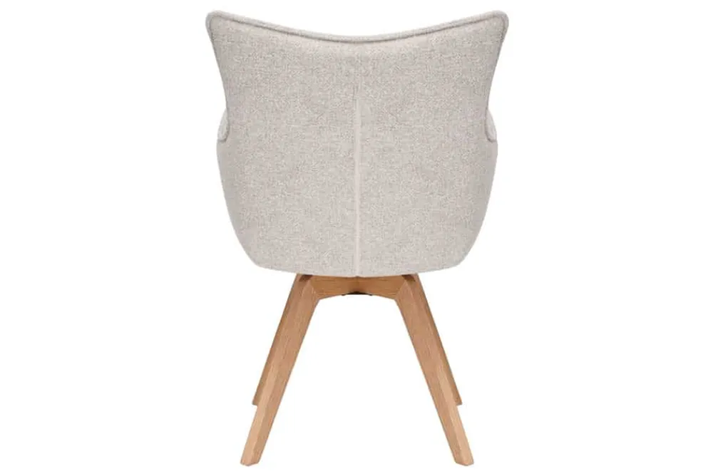 Riess-Ambiente Skandinavisch|Stühle > Drehbarer Design Stuhl VOGUE beige natur Strukturstoff Eichenholz 360° mit Armlehne