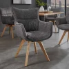 Riess-Ambiente Skandinavisch|Stühle > Drehbarer Design Stuhl VOGUE anthrazit natur Strukturstoff Eichenholz 360° mit Armlehne
