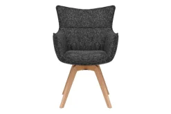 Riess-Ambiente Skandinavisch|Stühle > Drehbarer Design Stuhl VOGUE anthrazit natur Strukturstoff Eichenholz 360° mit Armlehne