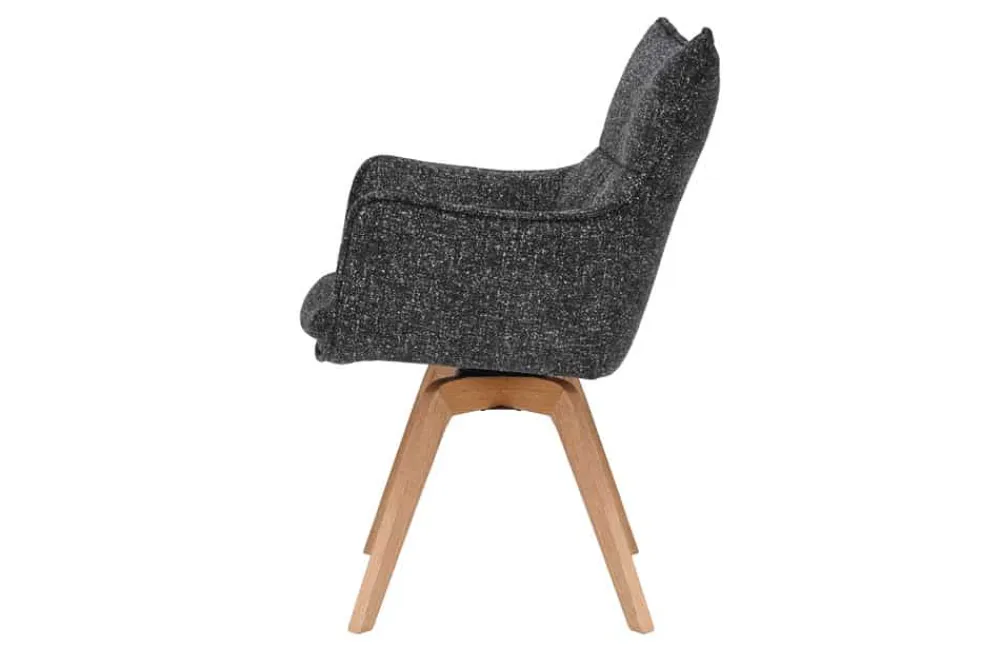 Riess-Ambiente Skandinavisch|Stühle > Drehbarer Design Stuhl VOGUE anthrazit natur Strukturstoff Eichenholz 360° mit Armlehne