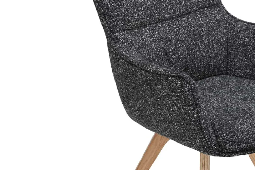 Riess-Ambiente Skandinavisch|Stühle > Drehbarer Design Stuhl VOGUE anthrazit natur Strukturstoff Eichenholz 360° mit Armlehne