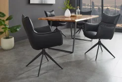 Riess-Ambiente Industrial Loft|Stühle > Drehbarer Design Stuhl VOGUE schwarz Kunstleder Metall 360° mit Armlehne