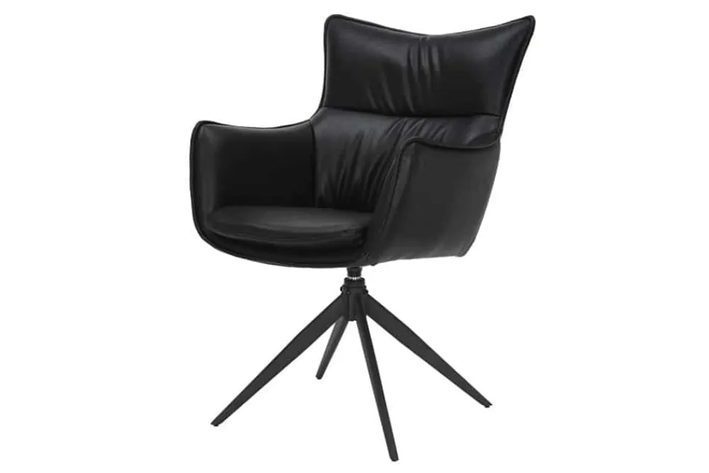 Riess-Ambiente Industrial Loft|Stühle > Drehbarer Design Stuhl VOGUE schwarz Kunstleder Metall 360° mit Armlehne