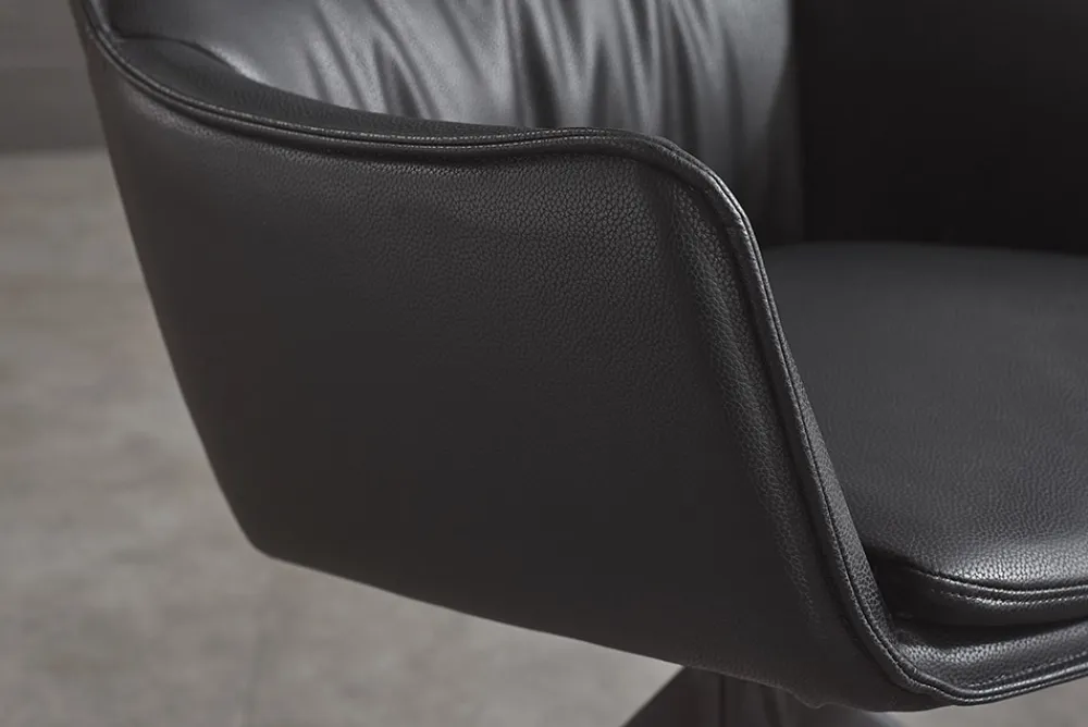 Riess-Ambiente Industrial Loft|Stühle > Drehbarer Design Stuhl VOGUE schwarz Kunstleder Metall 360° mit Armlehne
