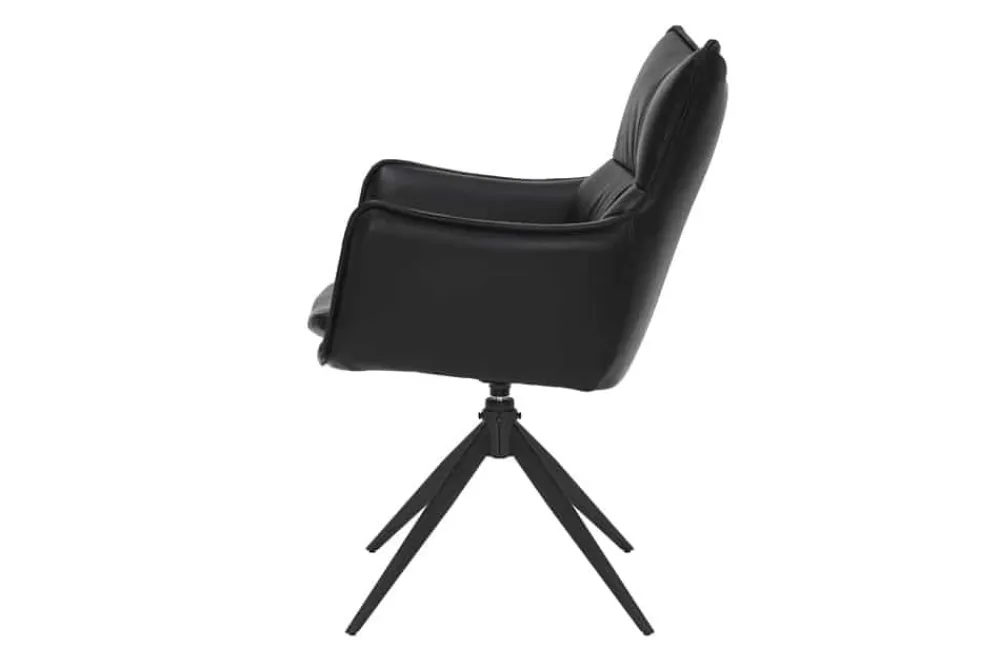 Riess-Ambiente Industrial Loft|Stühle > Drehbarer Design Stuhl VOGUE schwarz Kunstleder Metall 360° mit Armlehne