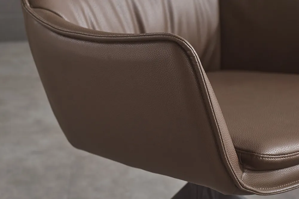 Riess-Ambiente Industrial Loft|Stühle > Drehbarer Design Stuhl VOGUE brandy braun Kunstleder schwarz Metall 360° mit Armlehne