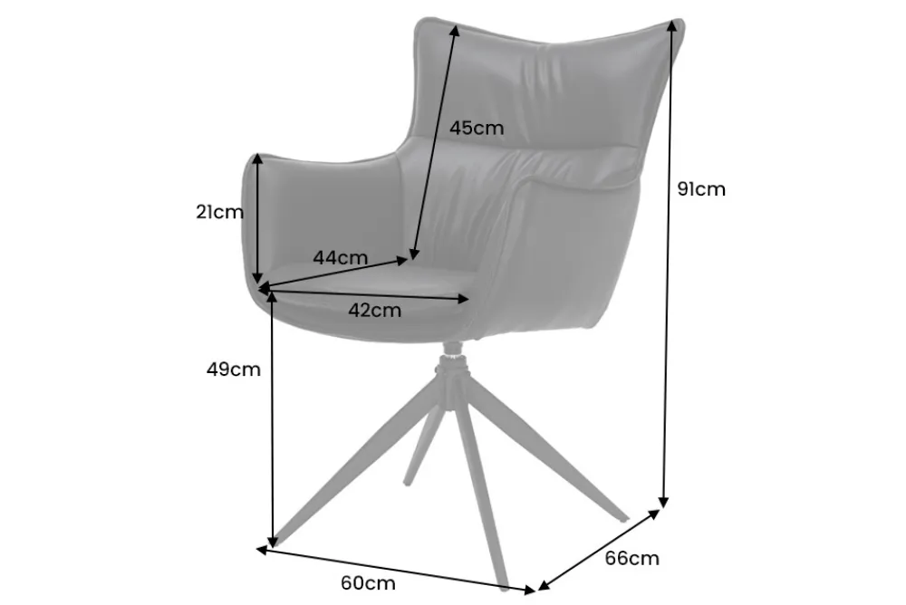 Riess-Ambiente Industrial Loft|Stühle > Drehbarer Design Stuhl VOGUE brandy braun Kunstleder schwarz Metall 360° mit Armlehne