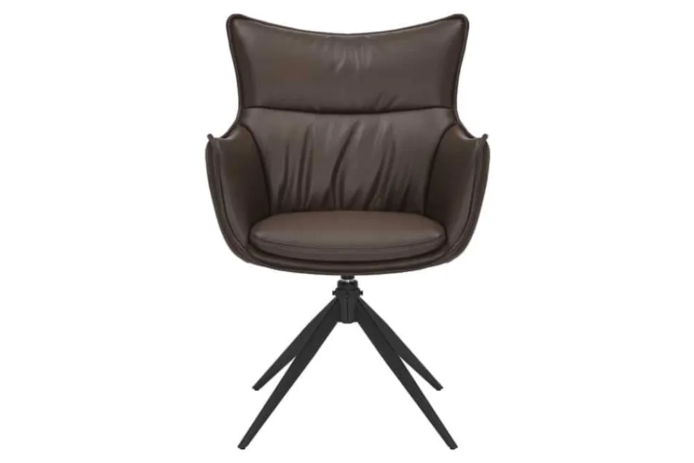 Riess-Ambiente Industrial Loft|Stühle > Drehbarer Design Stuhl VOGUE brandy braun Kunstleder schwarz Metall 360° mit Armlehne