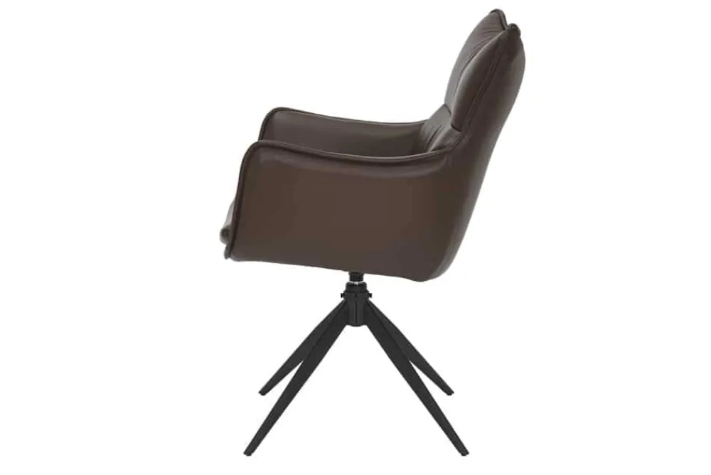 Riess-Ambiente Industrial Loft|Stühle > Drehbarer Design Stuhl VOGUE brandy braun Kunstleder schwarz Metall 360° mit Armlehne