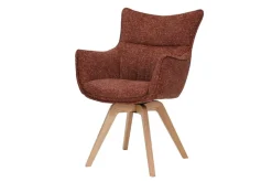 Riess-Ambiente Skandinavisch|Stühle > Drehbarer Design Stuhl VOGUE rost braun natur Strukturstoff Eichenholz 360° mit Armlehne
