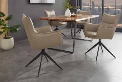 Riess-Ambiente Skandinavisch|Stühle > Drehbarer Design Stuhl VOGUE taupe Kunstleder Metall 360° mit Armlehne