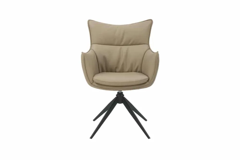 Riess-Ambiente Skandinavisch|Stühle > Drehbarer Design Stuhl VOGUE taupe Kunstleder Metall 360° mit Armlehne