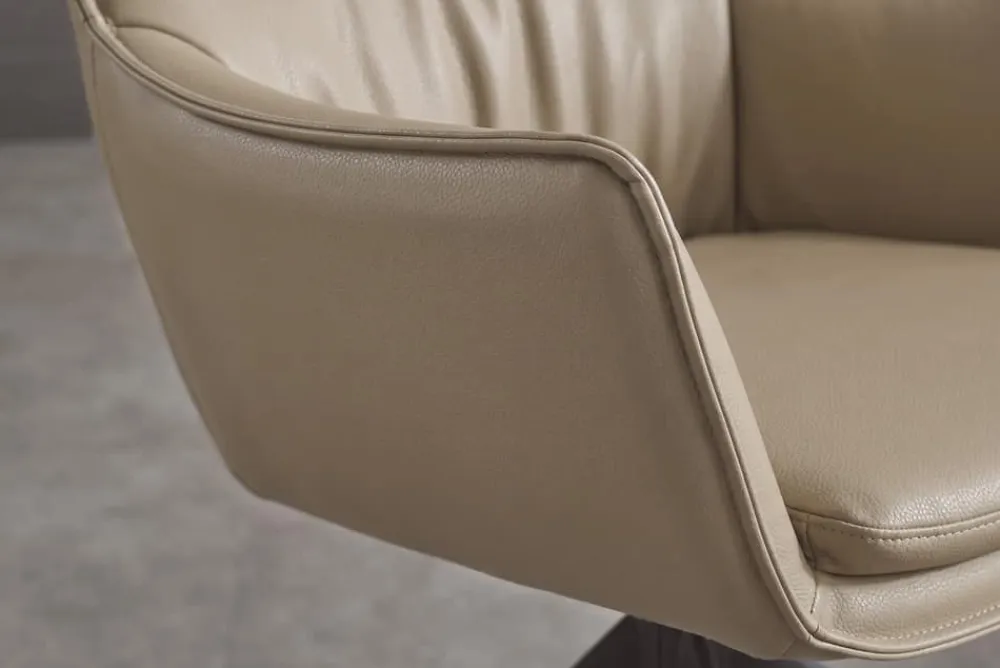 Riess-Ambiente Skandinavisch|Stühle > Drehbarer Design Stuhl VOGUE taupe Kunstleder Metall 360° mit Armlehne