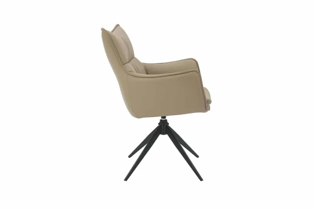 Riess-Ambiente Skandinavisch|Stühle > Drehbarer Design Stuhl VOGUE taupe Kunstleder Metall 360° mit Armlehne