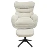 Riess-Ambiente Sitzhocker|Retro Möbel > Drehbarer Hocker CLOUD champagner beige Chenillestoff schwarz Metall Fußhocker