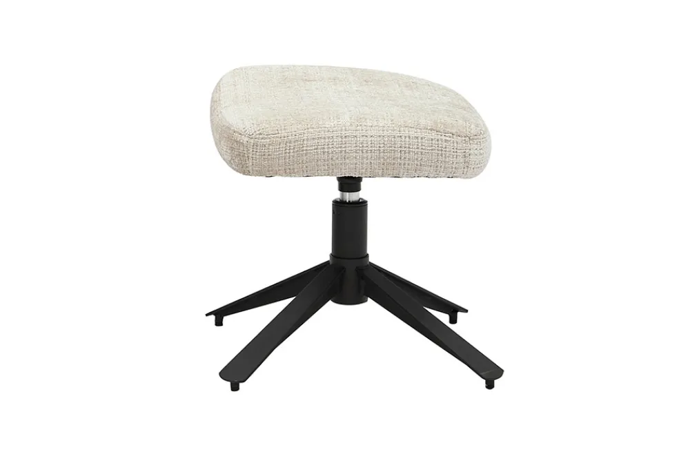 Riess-Ambiente Sitzhocker|Retro Möbel > Drehbarer Hocker CLOUD champagner beige Chenillestoff schwarz Metall Fußhocker