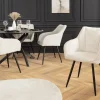 Riess-Ambiente Skandinavisch|Retro Möbel > Drehbarer Retro Stuhl AVIGNON beige Chenille schwarze Metallbeine