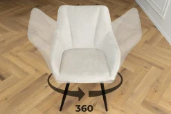 Riess-Ambiente Skandinavisch|Retro Möbel > Drehbarer Retro Stuhl AVIGNON beige Chenille schwarze Metallbeine
